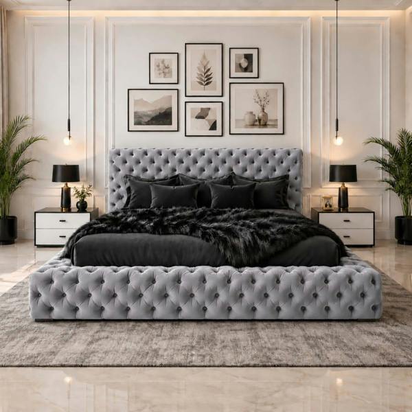 Paradise Beds Velmora Luxury Chesterfield Upholstered Bed Frame with Deep Button Headboard