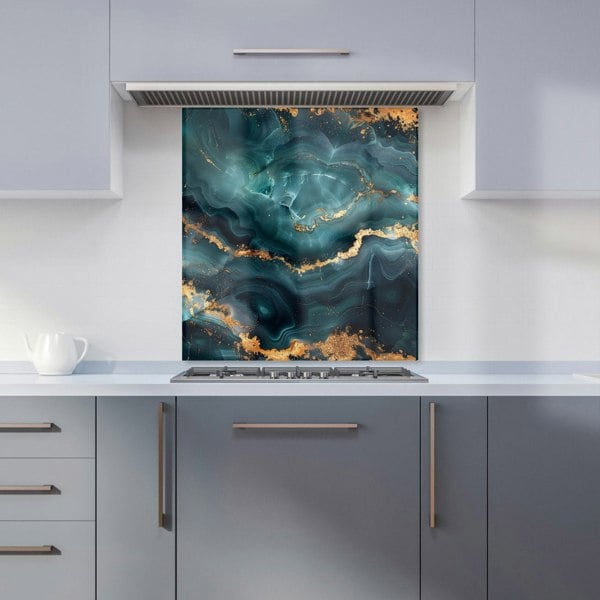 Warren Reed - Designer Blue, Gold Marble Effect Kitchen Splashback