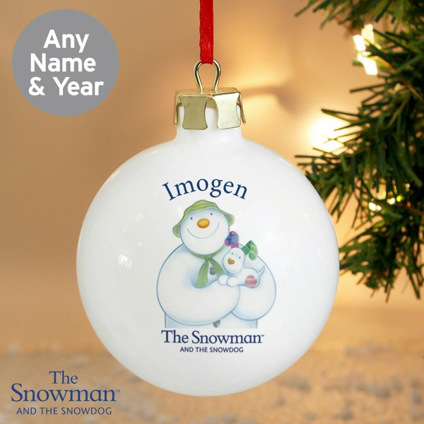 Personalised Memento Company Personalised The Snowman and the Snowdog Bauble
