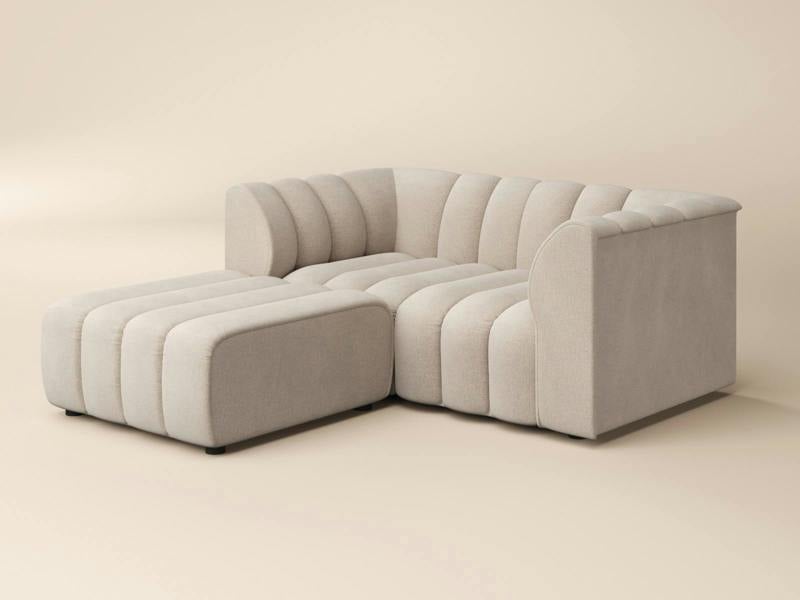 SOLACE+CO Halle 2 Seater with Footstool