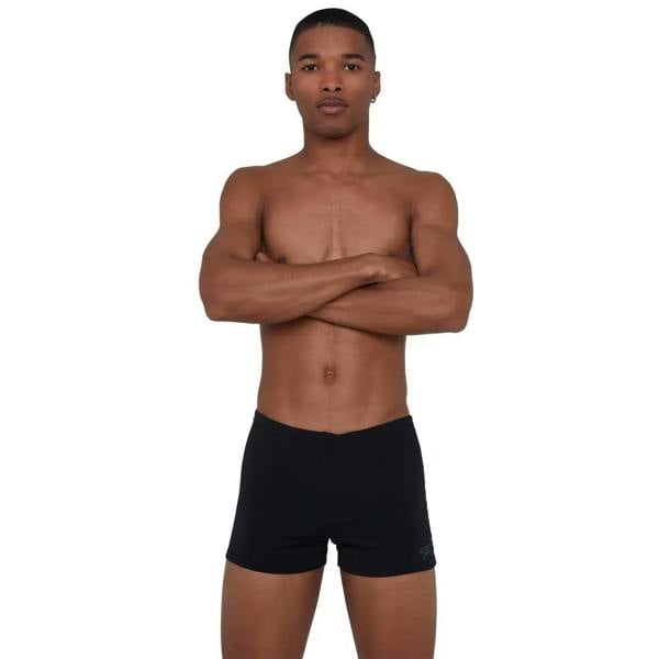Black Speedo Essential Endurance Plus swim trunk with smooth cotton boxer briefs