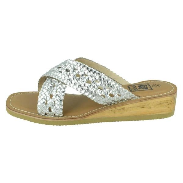 Leather Collection Ladies Leather Collection Low Wedge Platform Sandals F00423