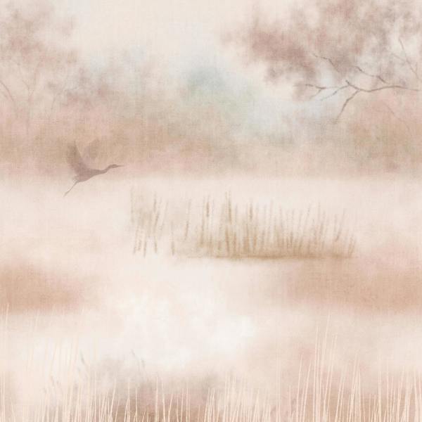 Grandeco Ibera Misty Marshland 3 panel repeatable Mural 1.59 x 2.8m, Soft Pink, Beige