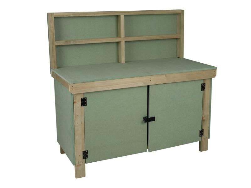 Arbor Garden Solutions Wooden UniMDF Moisture Resistant Workbench With Lockable Cupboard (V.9) With Back panel