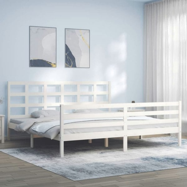 Berkfield Bed Frame with Headboard White 200x200 cm Solid Wood