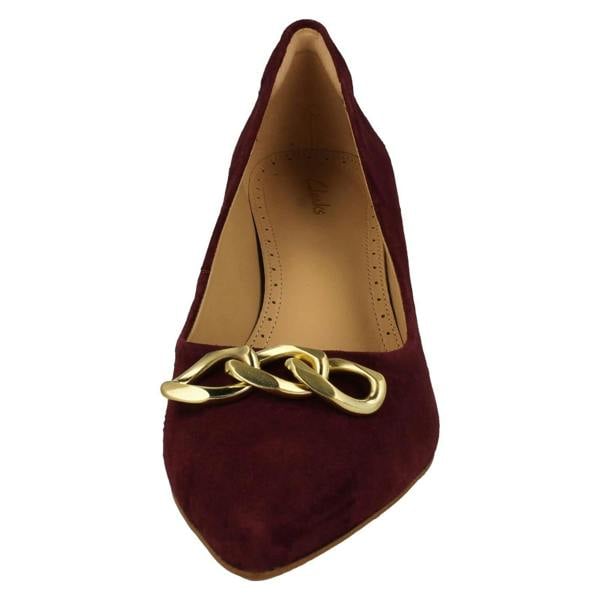 Clarks Ladies Clarks Chain Detailed Kitten Heeled Shoes Violet55 Trim