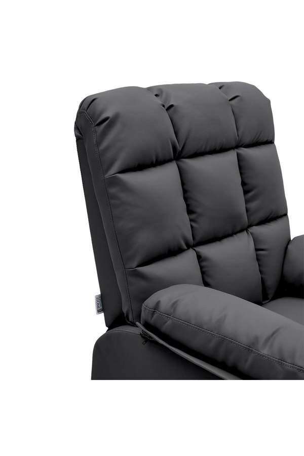 Living and Home Black Checkered Faux Leather Upholstered Recliner Armchair
