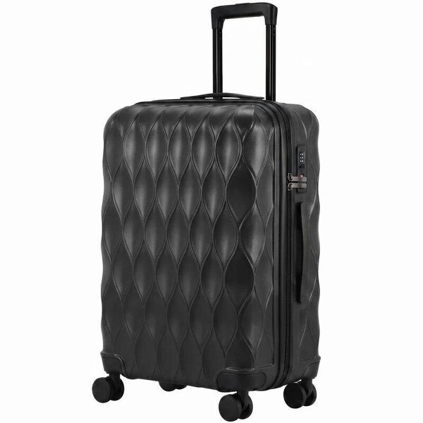 24Inch Suitcase, ABS Hard Shell Checked Luggage with TSA Lock, Spinner Wheels, Telescopic Handle, Black