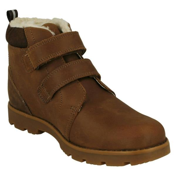 Clarks Boys Clarks Warm Lined Hook & Loop Fastening Ankle Boots Heath Snug
