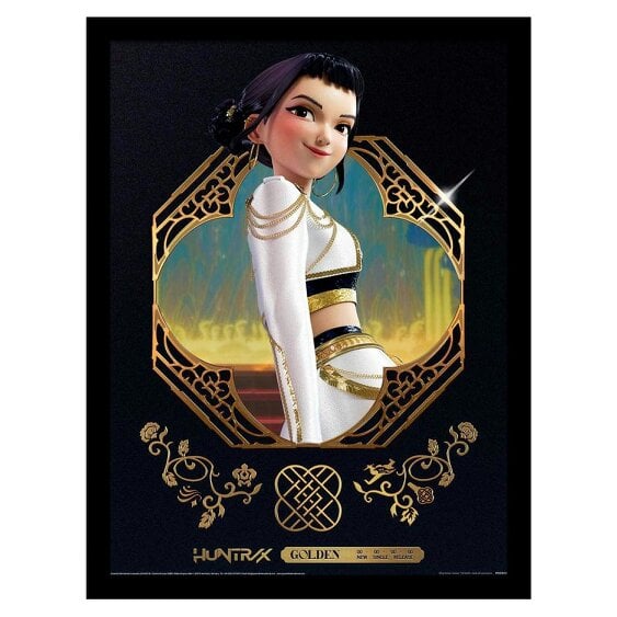 K-Pop Demon Hunters Portrait Zoey Framed Poster - Black/Golden
