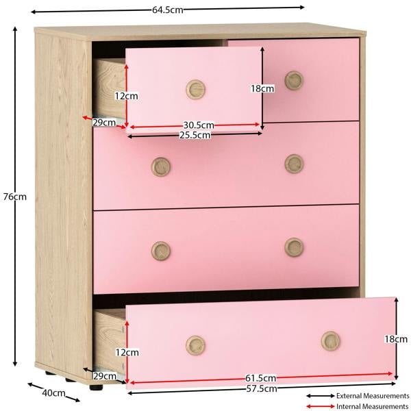 Junior Vida Neptune 5 Drawer Chest, Blue & Oak
