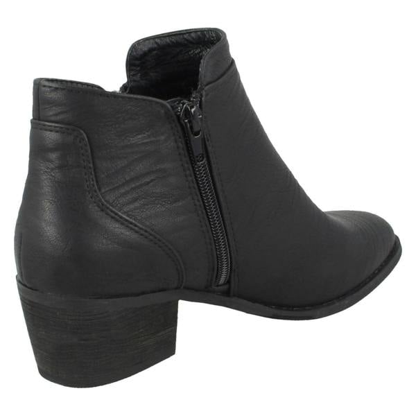 Spot On Ladies Spot On Mid Heel Ankle Boots F51137