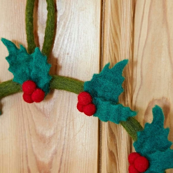 Paper High Felt Holly Christmas Wreath