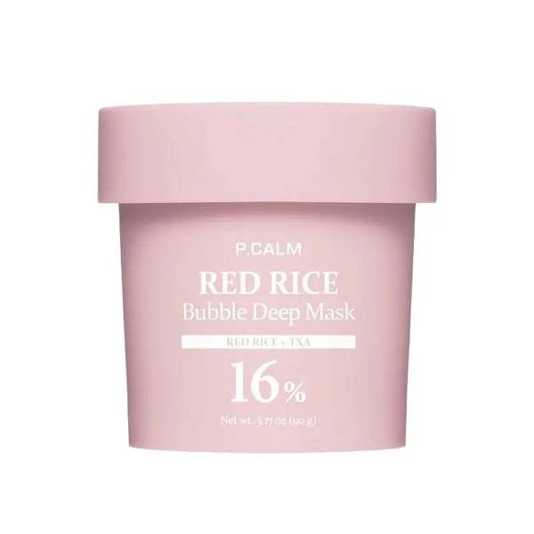 P.CALM Red Rice Bubble Deep Mask 90g for brightening and pore care, available at Atelier De Glow UK