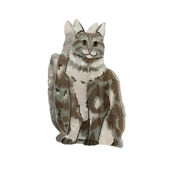 Gold Trip Grey Cat Claw Clip