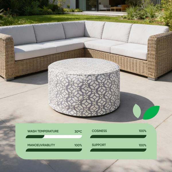 Gardenwize Outdoor Pouf Ottoman – Geo Inflatable Footstool