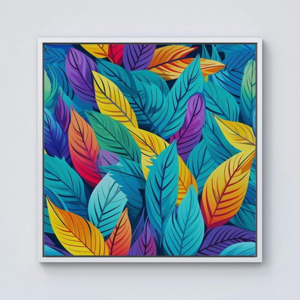 Warren Reed Bright Colourful Leaves Framed Canvas