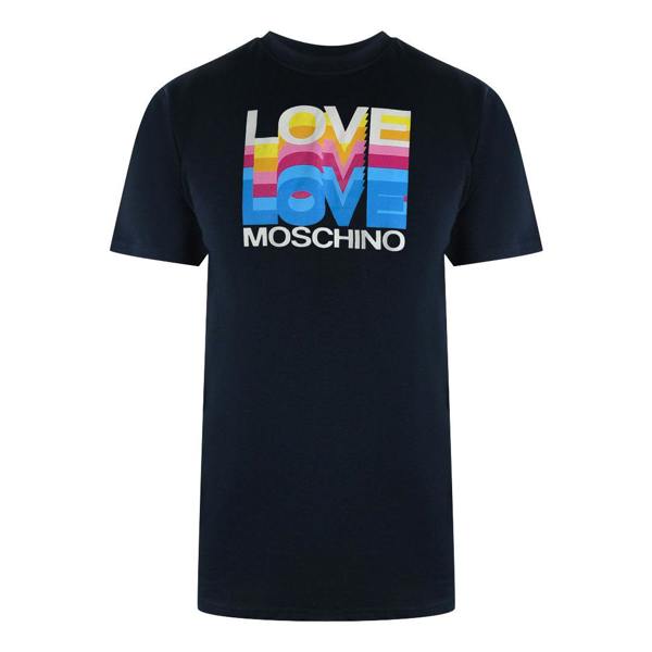 Moschino Love Moschino Navy Blue T-Shirt Large Love Colourful Logo