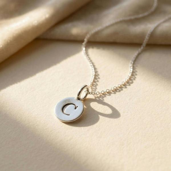 Harfi Initial Letter Personalised Charm Sterling Silver Necklace