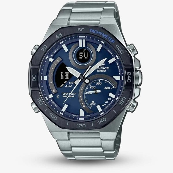 Casio Edifice Mens Blue Chronograph Dual Display Dial ECB-950DB-2AEF
