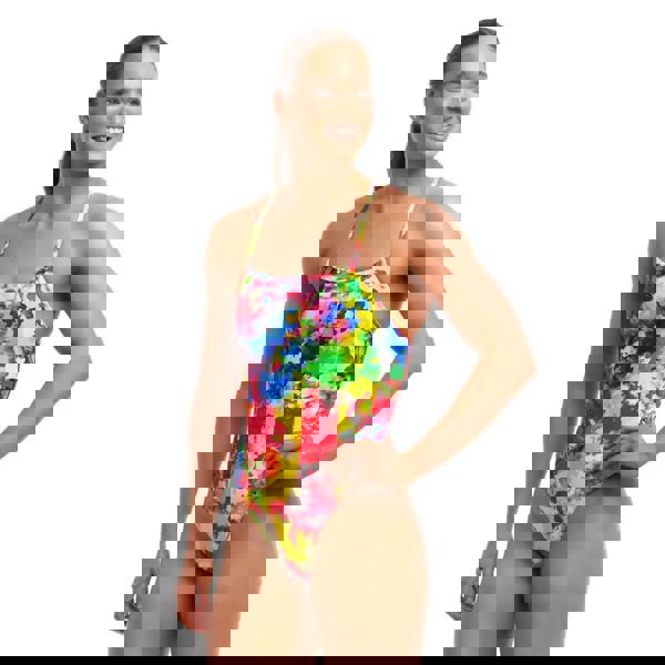 Funkita Ink Jet Strapped In multicolored tie-dye one-piece swimsuit