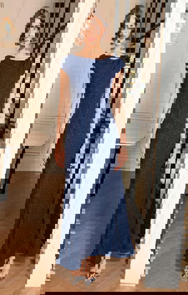 Alie Street London Cruise Cowl Neck Maxi Dress (Glitter Blue)