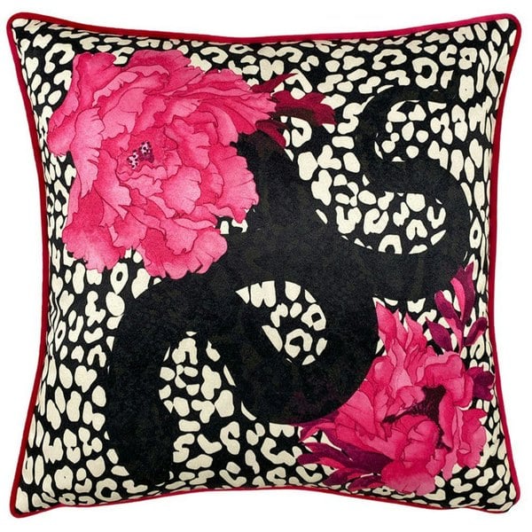 Furn Serpentine Animal Print Cushion Cover - Pink/Charcoal