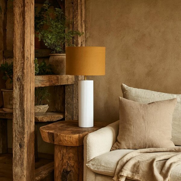 Wyld Haus Verona Ochre Ceramic Ribbed Ceramic Table Lamp