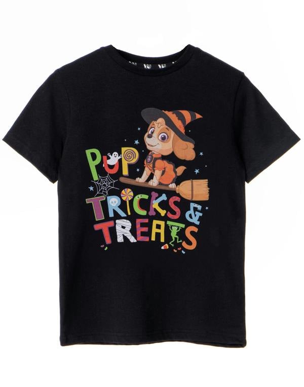 Paw Patrol Girls Black Trick Or Treats Short Sleeved T-Shirt