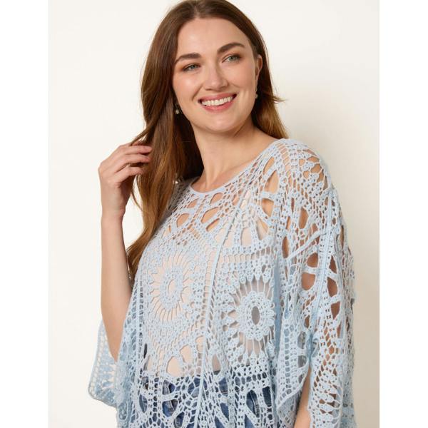 Blue Vanilla Crochet Detailed Kimono Top
