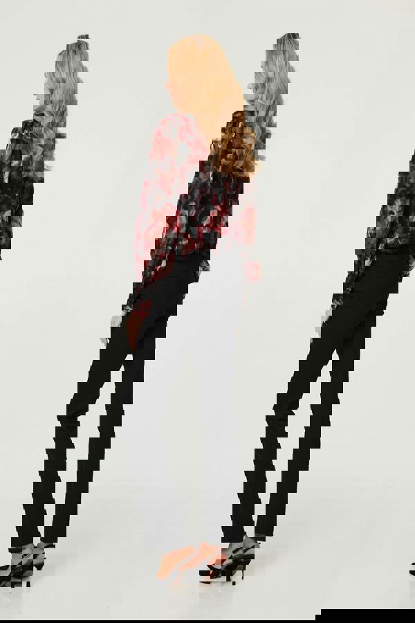 Black | High Waist Slim Flare Smart Trousers