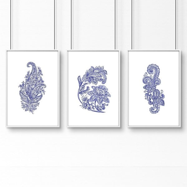 Wall hanging boho | set of 3 Paisley wall art for bedrooms