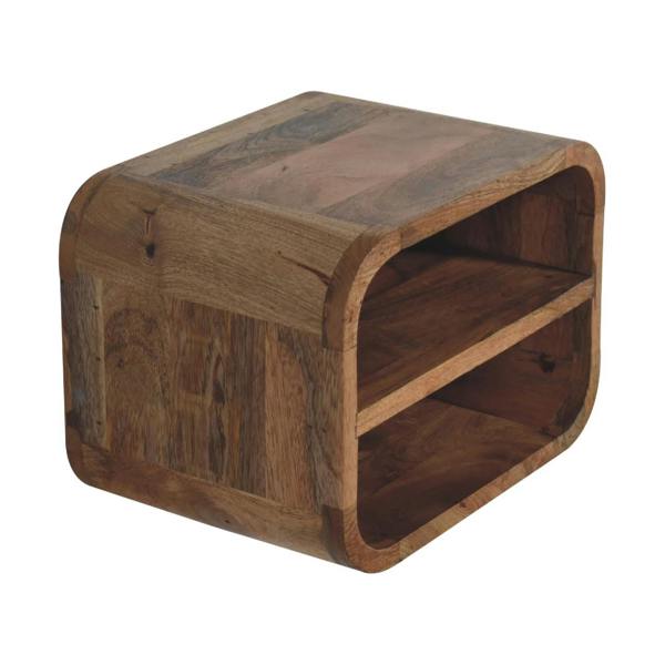 Artisan Furniture Solid Wood Oak-ish Floating Open Curve Bedside