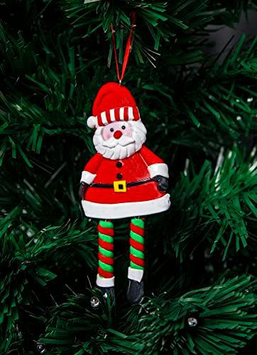 Ceramic Christmas Tree Hanging Decorations in Multicolour, Available in Set of 3 or 12 Santa, Snowman and Reindeer Designs image 5