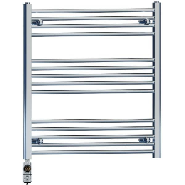 MYHOMEWARE 800 x 800 mm Chrome Electric Bathroom Towel Rail Radiator Heater With AF Thermostatic Electric Element Pre-Filled