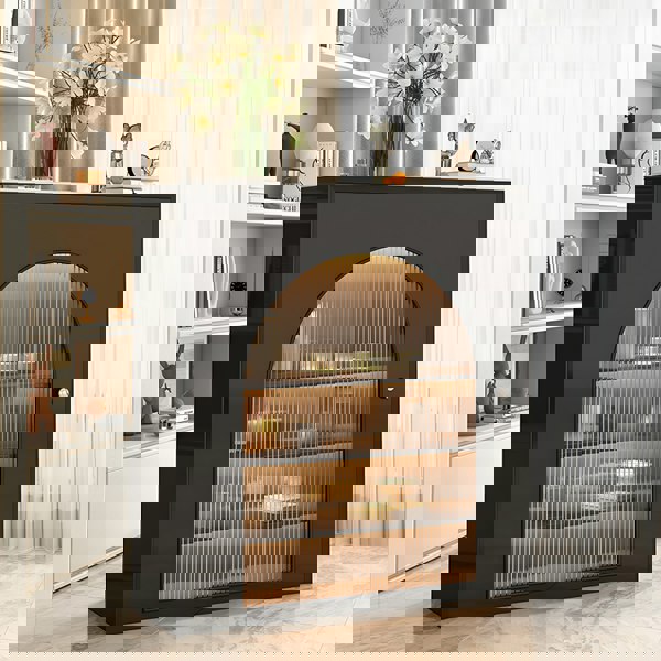 Amanda Slim Sideboard With Glass Door, Black-Rit Concept-Rit Concept