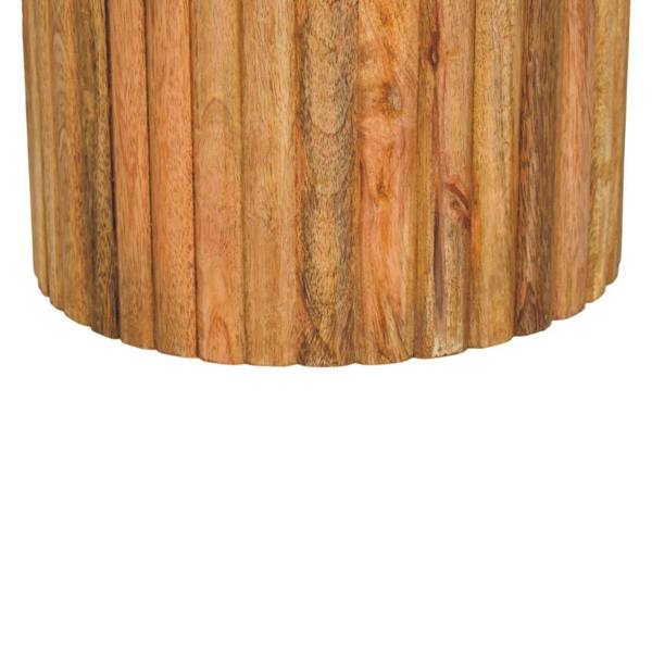 Artisan Furniture Solid Mango Wood Fluted Marble Side Table