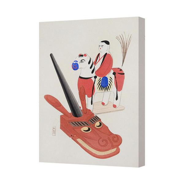 Benjamin Tate Design Canvas Wall Art Canvas-7033 Red Dragon With Rider Illustration