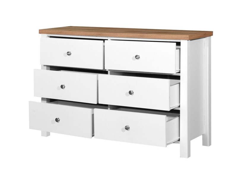 Timber Art Design Astbury 6 Drawer Bedroom Cabinet Chest of Drawers White and Oak