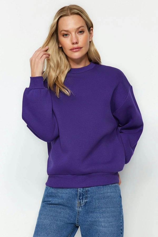 Hoxton Gal Thick Fleece-Lined Regular Fit Crew Neck Basic Knit Sweatshirt