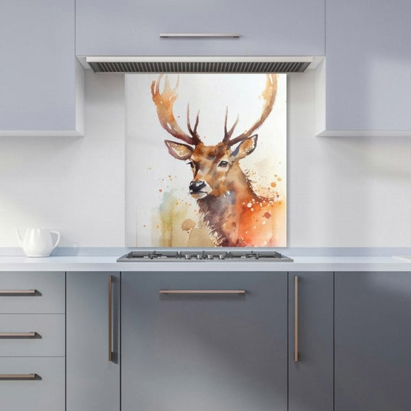 Warren Reed - Designer Majestic Stag Watercolour Kitchen Splashback