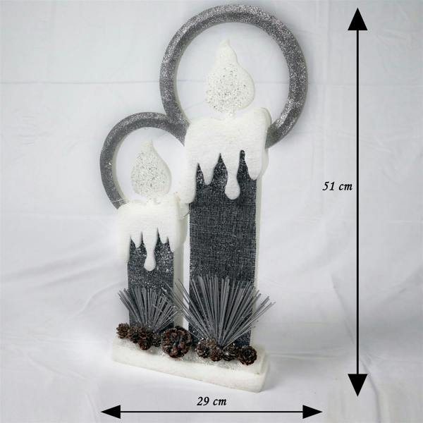 51cm Grey Twin Candle Christmas Lantern with Warm White LED Light, Battery Operated Indoor Decoration image 3