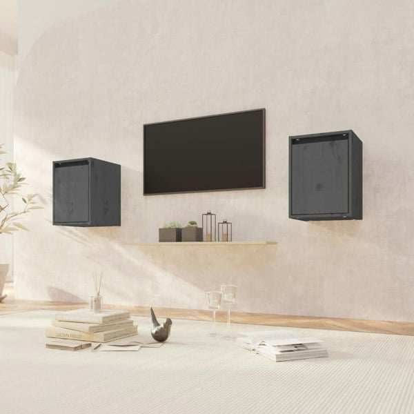 Berkfield Wall Cabinets 2 pcs Grey 30x30x40 cm Solid Wood Pine