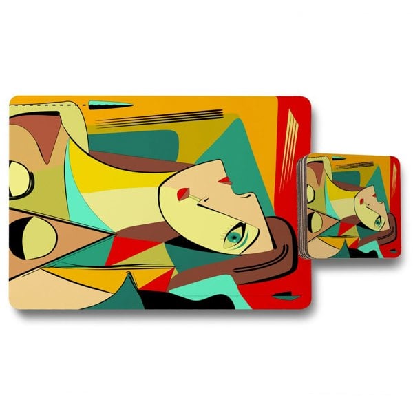 Benjamin Tate Design abstract portrait (Placemat & Coaster Set)