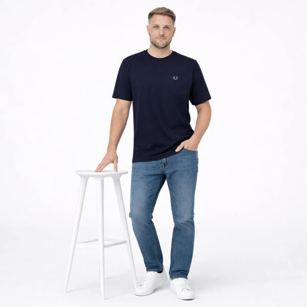 Fred Perry Pocket Detail T-Shirt Navy/Tennis Blue