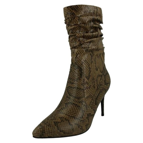 Spot On Ladies Spot On High Heel Rouched Leg Calf Boots F51232