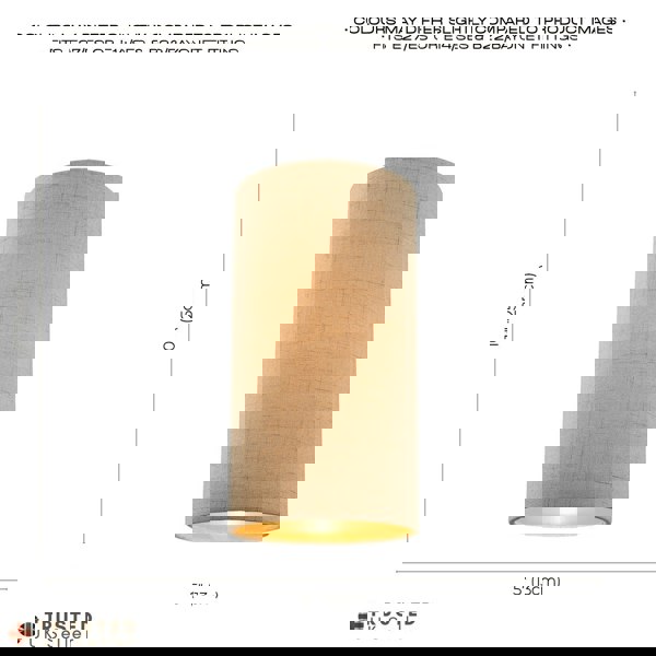 Modern and Stylish Stitched Effect Taupe Linen Fabric Cylindrical 25cm Lampshade Image 7