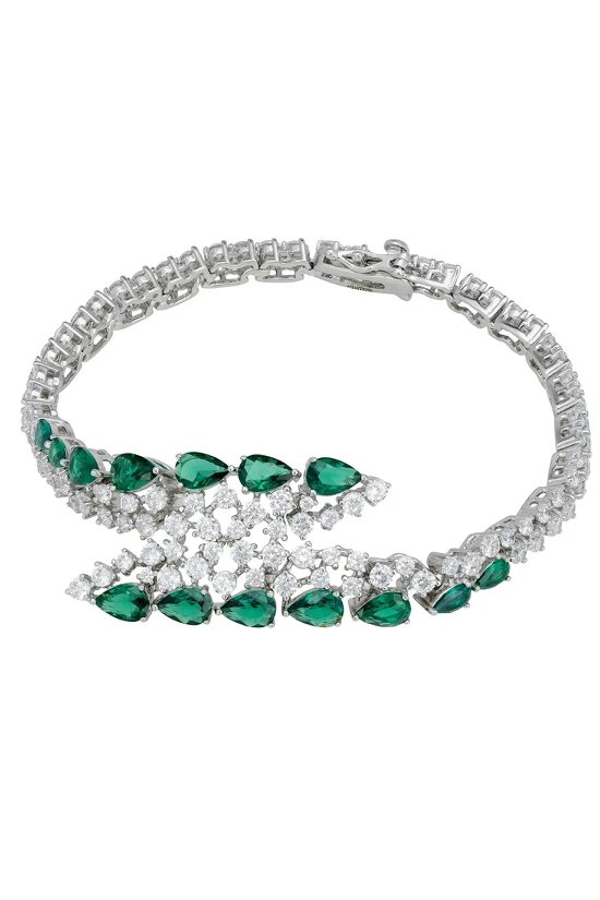 Latelita Baroness Tennis Bracelet Emerald Silver
