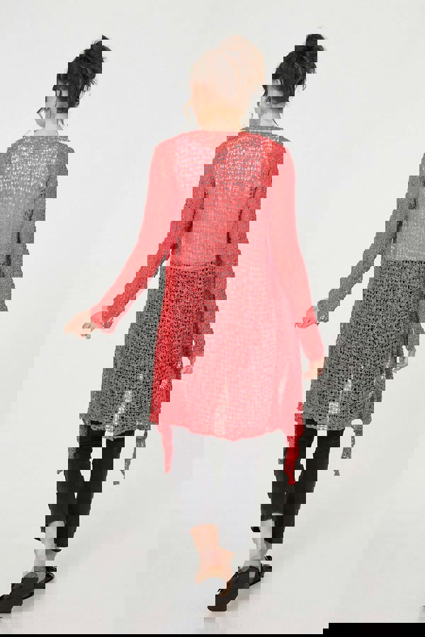 Coral | Crochet Knit Longline Waterfall Cardigan
