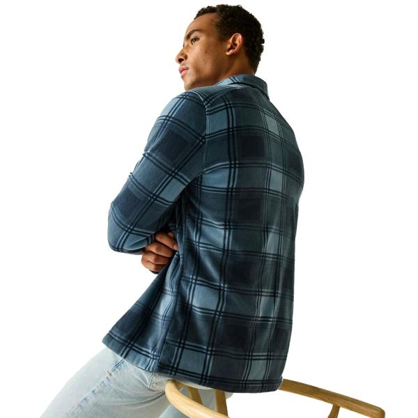 Regatta Mens Frankie Checked Fleece Shirt - Dusky Blue/Grey Mirage - 